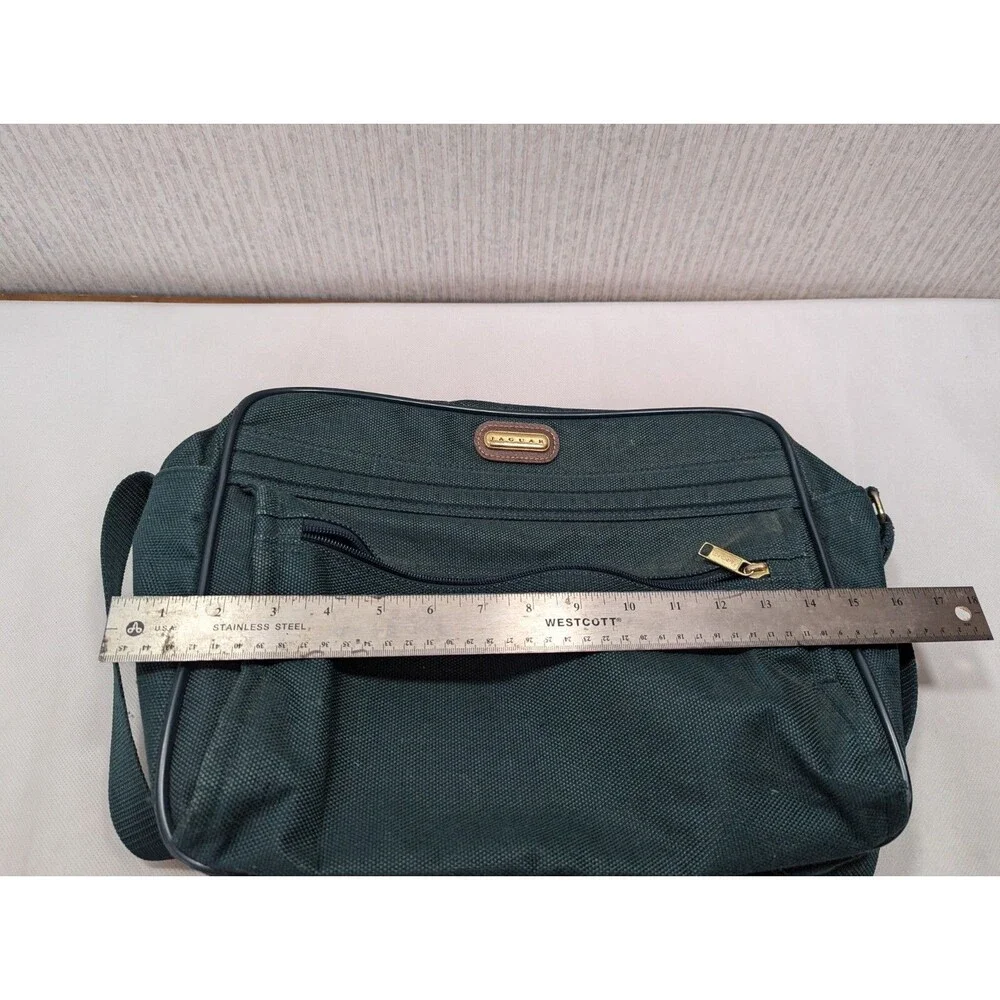 Vintage JAGUAR Travel Bag Carry On Shoulder Strap Luggage Zipper Green